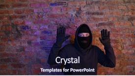  Presentation with video wall 3d - Beautiful theme featuring shoplifting - caught burglar standing near wall backdrop and a  colored foreground