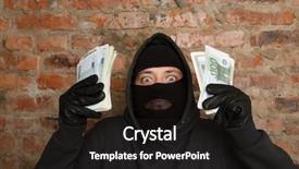  Presentation with cracker - Presentation theme having shoplifting - cracker standing in black gloves background and a dark gray colored foreground