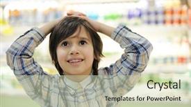  Presentation with middle east dubai mall shopping - Slide set with shoplifting - desperate and disappointed kid background and a  colored foreground