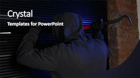  Presentation with open door - Slides enhanced with shoplifting - night burglar trying open door background and a black colored foreground