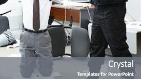  Presentation with kneeling - Cool new presentation theme with shoplifting - photo of kneeling businessman wearing backdrop and a  colored foreground