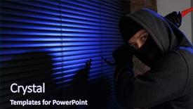  Presentation with night - Audience pleasing slide set consisting of shoplifting - robber trying open window night backdrop and a wine colored foreground