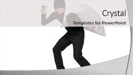  Presentation with bag - Cool new PPT theme with shoplifting - robber with a bag backdrop and a light gray colored foreground