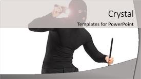  Presentation with mardi gras mask and beads - PPT theme featuring shoplifting - robber with robbery mask holding background and a light gray colored foreground