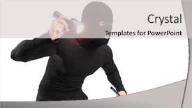  Presentation with laryngeal mask airway - Audience pleasing presentation consisting of shoplifting - robber with robbery mask holding backdrop and a light gray colored foreground