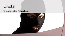  Presentation with lawyer client meeting wearing mask - Audience pleasing theme consisting of shoplifting - thief wearing a ski mask backdrop and a  colored foreground