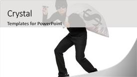  Presentation with bag - Presentation theme enhanced with shoplifting - thief with a bag background and a light gray colored foreground