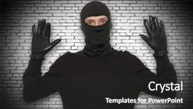  Presentation with wall partition - Slide set with shoplifting - thief with balaclava caught background and a dark gray colored foreground