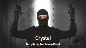  Presentation with freshly caught anchovy fishes engroulis - Colorful slide set enhanced with shoplifting - thief with balaclava caught backdrop and a  colored foreground