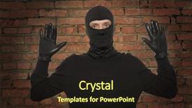  Presentation with video wall 3d - Presentation design featuring shoplifting - thief with balaclava caught background and a  colored foreground