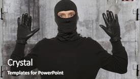  Presentation with wall - Beautiful slide deck featuring shoplifting - thief with balaclava caught backdrop and a  colored foreground
