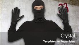  Presentation with wall - Presentation design featuring shoplifting - thief with balaclava caught background and a  colored foreground