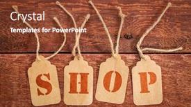  Presentation with barn wood - PPT layouts enhanced with shopo sign or concept - letters on price tags against rustic red painted barn wood background and a tawny brown colored foreground