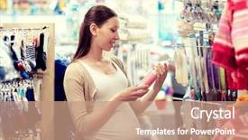  Presentation with pregnant woman - Slide set enhanced with shopping at children clothing store background and a coral colored foreground