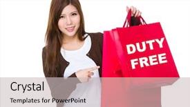  Presentation with duty free shopping - Beautiful PPT theme featuring shopping bag duty free backdrop and a light gray colored foreground