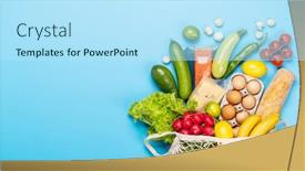  Presentation with blue food - Slide deck with shopping-bag-full-of-healthy background and a arctic colored foreground