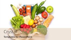  Presentation with white healthy food - Slide deck consisting of shopping-bag-full-of-healthy background and a coral colored foreground