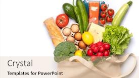  Presentation with white healthy food - Presentation design having shopping-bag-full-of-healthy background and a lemonade colored foreground