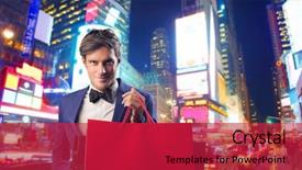  Presentation with new york university - Colorful PPT theme enhanced with shopping bag in new york backdrop and a crimson colored foreground