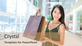  Presentation with bag - Colorful slide set enhanced with shopping bag in shopping mall backdrop and a  colored foreground