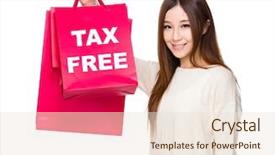  Presentation with bag - Cool new PPT theme with shopping bag showing tax free backdrop and a  colored foreground