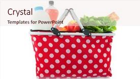  Presentation with grocery bag - Slides featuring shopping bag with daily products background and a sky blue colored foreground