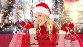  Presentation with street food new york - Colorful slides enhanced with shopping bags against blurry new backdrop and a red colored foreground