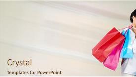  Presentation with paper bag vs plastic bags - Beautiful PPT layouts featuring shopping bags against cream backdrop and a sky blue colored foreground