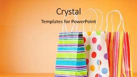  Presentation with paper bag vs plastic bags - PPT theme having shopping bags against gradient background background and a yellow colored foreground