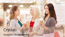 Presentation with people mall - Presentation with shopping bags and coffee background and a soft green colored foreground