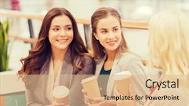  Presentation with paper cups - PPT theme featuring shopping bags and coffee background and a  colored foreground