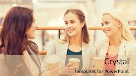  Presentation with people mall - Slide deck featuring shopping bags and coffee background and a lemonade colored foreground