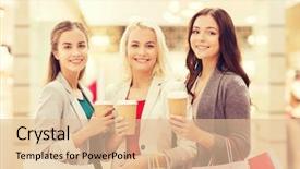  Presentation with people mall - Cool new presentation theme with shopping bags and coffee backdrop and a  colored foreground