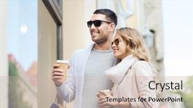  Presentation with paper cups - Cool new PPT layouts with shopping bags and coffee backdrop and a  colored foreground
