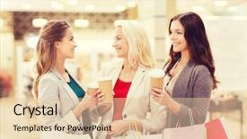  Presentation with people mall - Cool new slide deck with shopping bags and coffee backdrop and a lemonade colored foreground