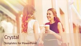  Presentation with paper cups - PPT theme with shopping bags and coffee background and a lemonade colored foreground