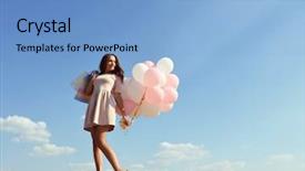  Presentation with balloons blue - Slide set enhanced with shopping bags and colored balloons background and a  colored foreground