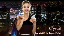  Presentation with banking - Cool new PPT theme with shopping bags and credit card backdrop and a wine colored foreground