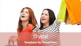  Presentation with credit card - Slide set featuring shopping bags and credit card background and a coral colored foreground