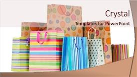  Presentation with paper bag - Colorful slide deck enhanced with shopping bags isolated on white backdrop and a lemonade colored foreground