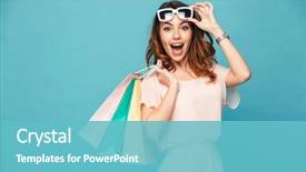  Presentation with shopping - Cool new theme with shopping bags isolated over blue backdrop and a light blue colored foreground