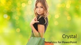  Presentation with green lights - Beautiful slide deck featuring shopping bags over green backdrop and a yellow colored foreground