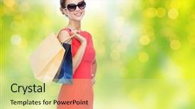  Presentation with green lights - Amazing presentation theme having shopping bags over green backdrop and a soft green colored foreground