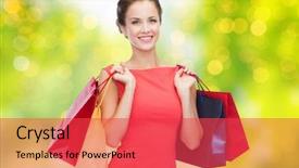 Presentation with green lights - Presentation theme enhanced with shopping bags over green background and a red colored foreground