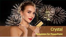  Presentation with firework - Cool new PPT theme with shopping bags over night backdrop and a red colored foreground