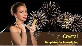  Presentation with firework - Cool new slide set with shopping bags over night backdrop and a  colored foreground