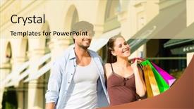  Presentation with earn money for shopping online - Amazing presentation design having shopping bags spending money backdrop and a blonde colored foreground