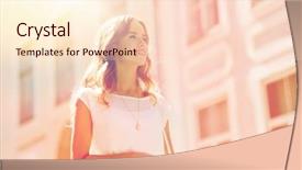  Presentation with city people walking - Beautiful theme featuring shopping bags walking along backdrop and a lemonade colored foreground