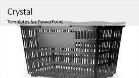  Presentation with hands down - PPT theme with shopping basket handles down isolated background and a  colored foreground