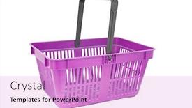  Presentation with shopping - Colorful PPT theme enhanced with shopping basket under the white background backdrop and a lilac colored foreground